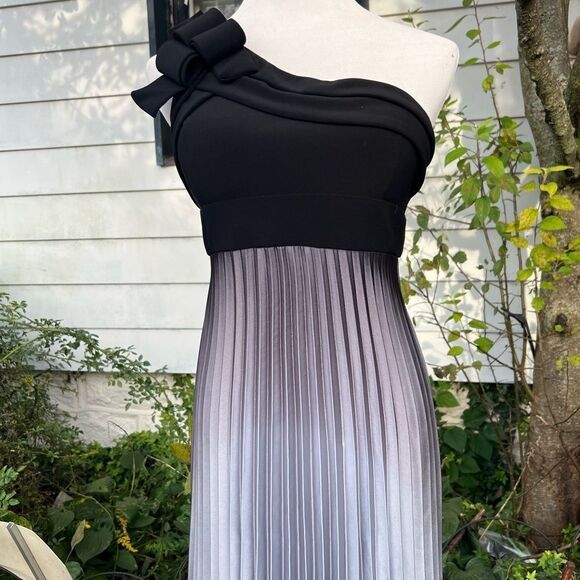 **** Betsy & Adam One Shoulder Ombré Pleated Gown (T) - Picture 5 of 13